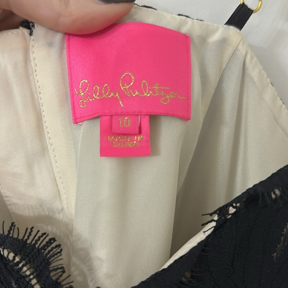 Black and cream Lilly Pulitzer overlay dress - Picture 3 of 5